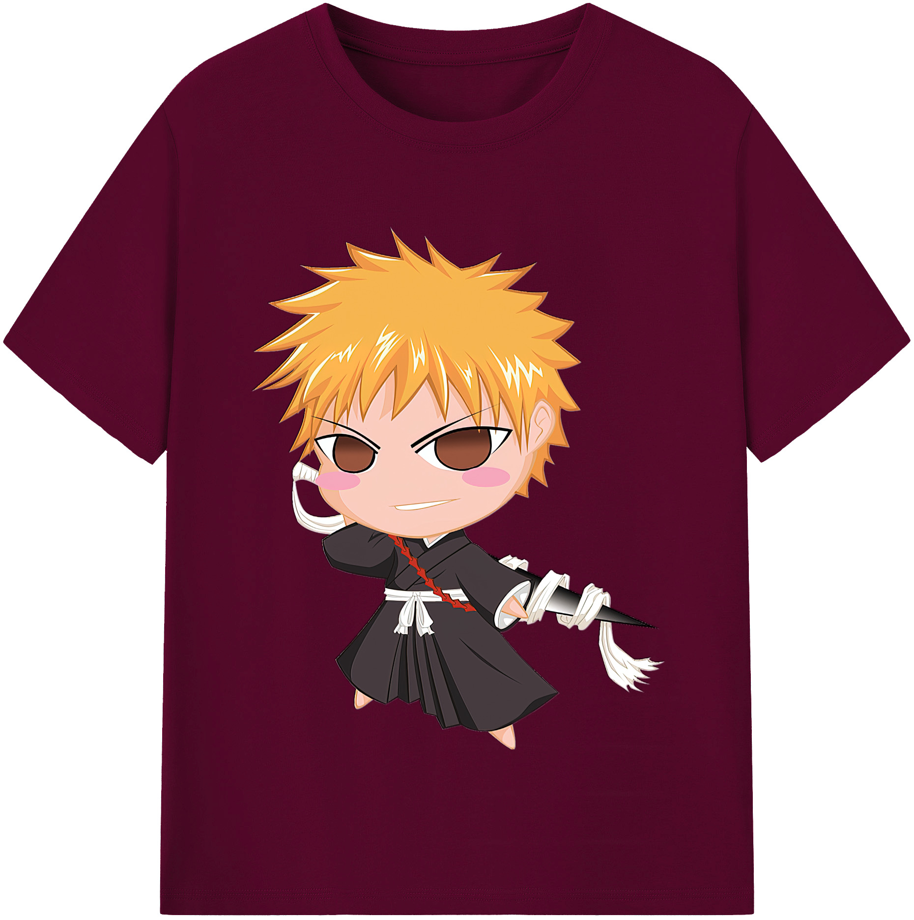 （画像用） ブリーチ 黒崎一護（くろさき いちご）BLEACH Kurosaki Ichigo レディースカジュアルプリントTシャツ（綿100％）
